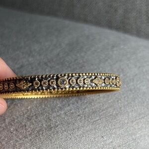 Gold and Black 925 Sterling Silver Freida Rothman Bangle Bracelet